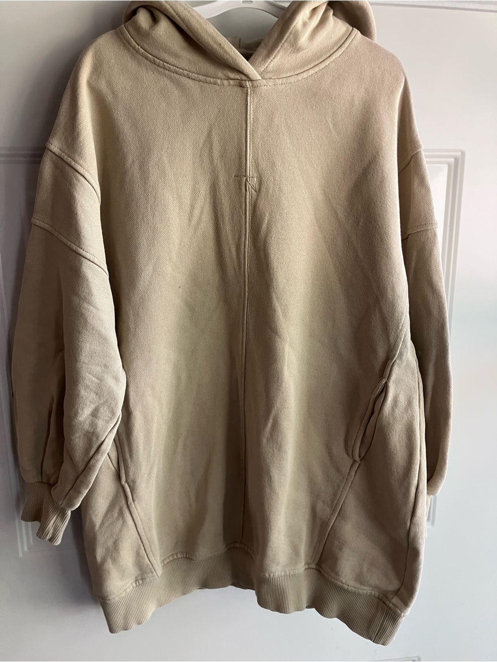 Zara neutral beige tan long hooded sweater size 9 10
